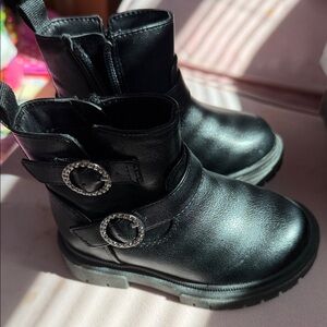 Cat & Jack Black Girls' Rhinestone Buckle Ankle Boots